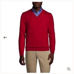 NWT! Lands' End Red Pullover Sweater-Sz XL